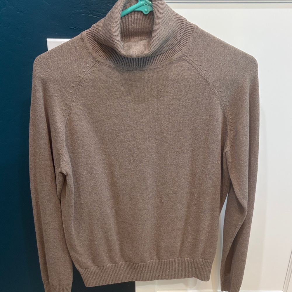 Jeanne Pierre lite brown turtleneck long sleeve sweater.